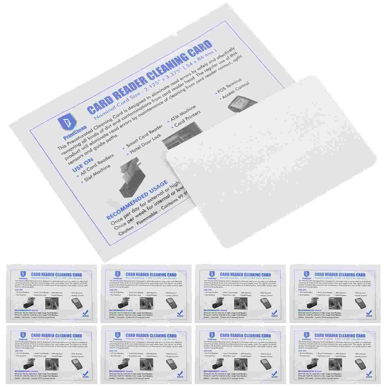 Reutilizáveis limpeza cartões limpadores para Pos Terminal, All Purpose Cleanser, leitor de crédito, 10 pcs