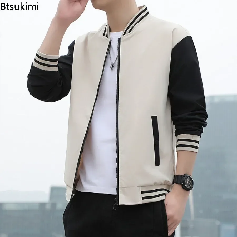 Men's Spring Autumn Baseball Jackets Fashion Patchwork Stand Collar Korean Casual Coats Male Loose Bomber Jacket Oversized M-5XL