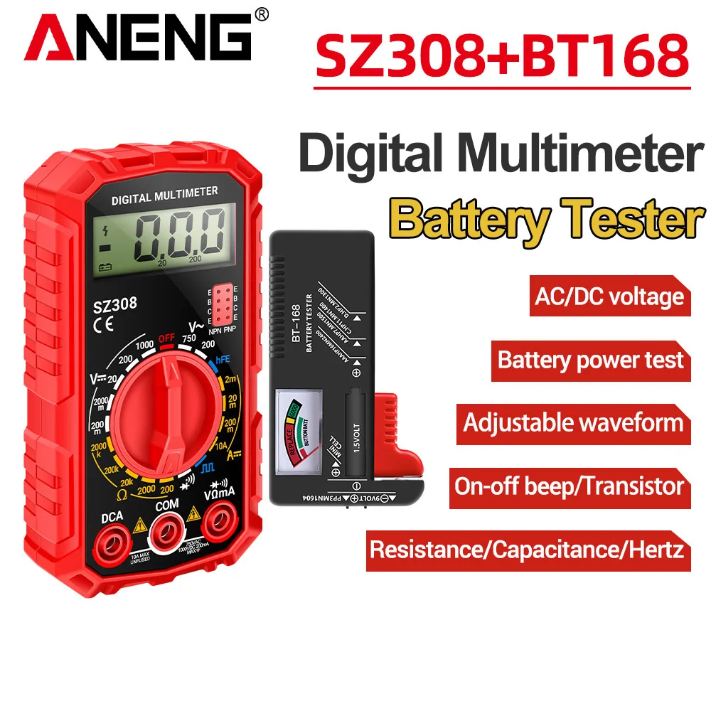 

Цифровой мультиметр, тестеры указателей батареи, измеритель сопротивления напряжения ANENG, измеритель переменного/постоянного тока, электрик, Ом, тест прямоугольной волны