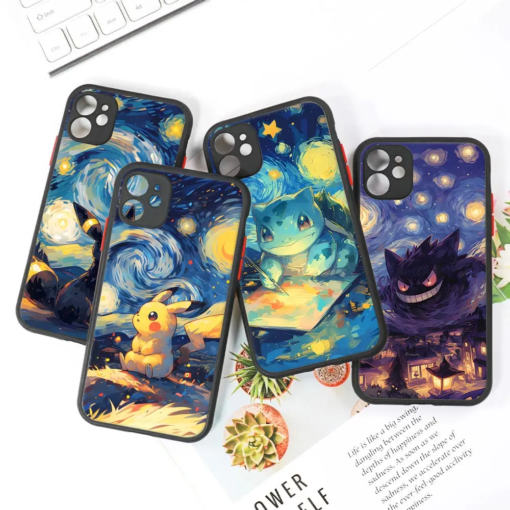 Pokemon Bulbasaur Pikachu Anime Phone Case For iPhone 16 15 14 13 Pro Max 12 11 Pro SE2020 X XS 7 8 Plus Matte Clear Back Covers