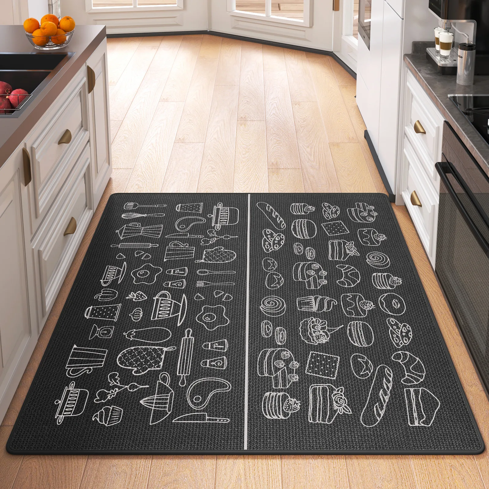 

Square Linen Kitchen Rug, Absorbent Oil Absorbing Mat, Sink Stove Side Foot Pad, Double-Sided Anti-Slip, Wear Resistant Durable
