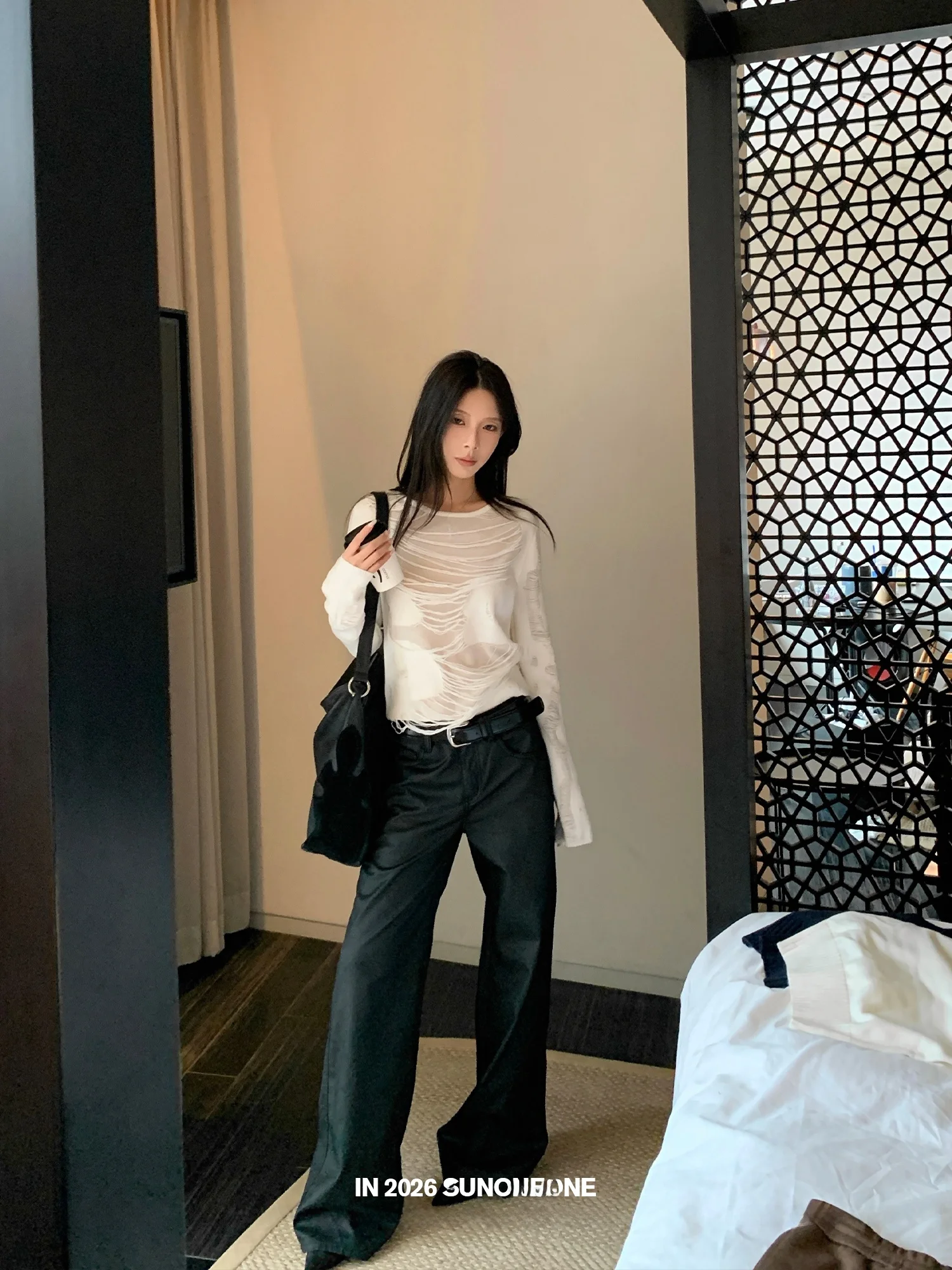 

Женский свитер SUONE из хлопкоподобного льна с бахромой, свободного кроя, с длинными рукавами, повседневный, с круглым вырезом и дизайнерскими прорезями