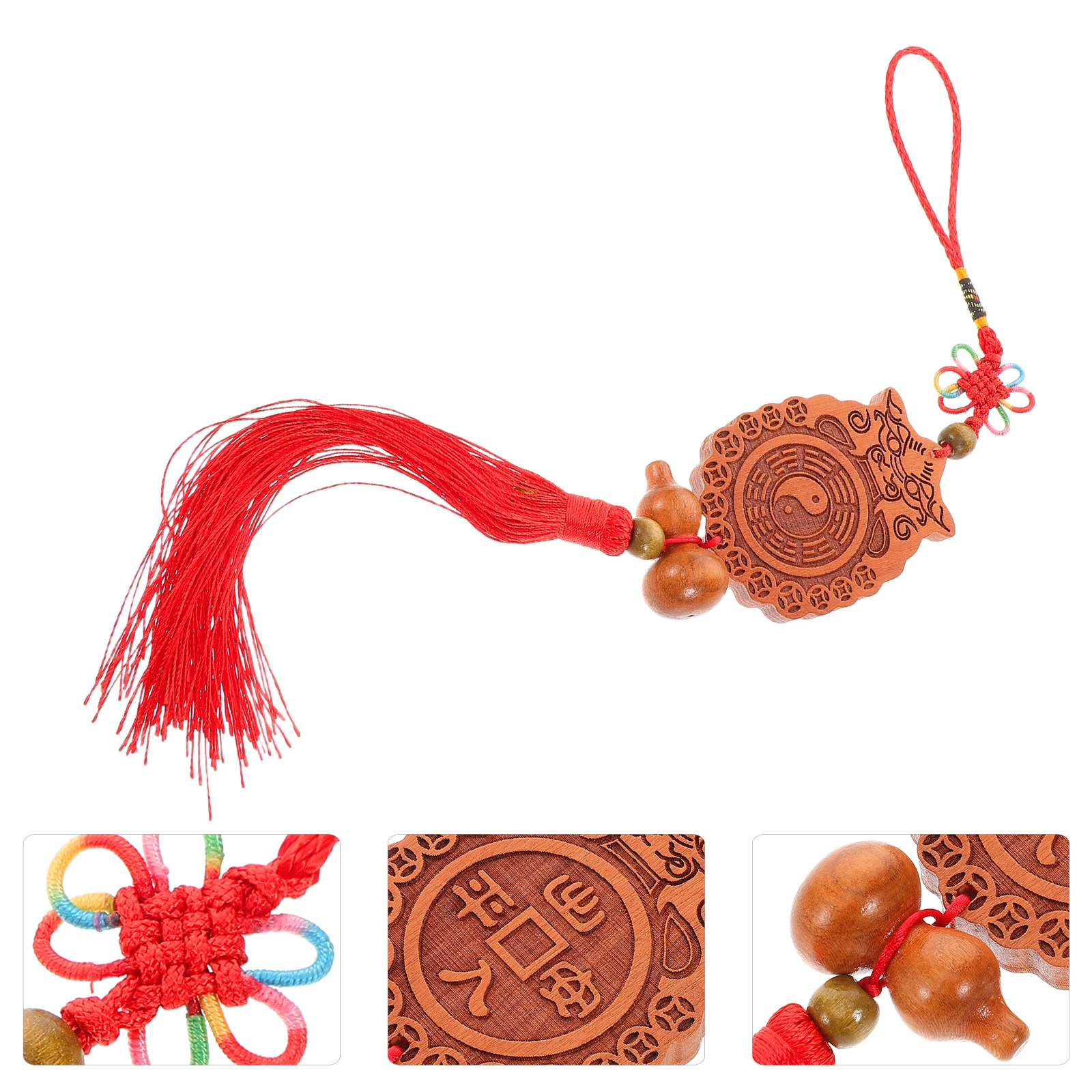 

Feng Shui Bagua Mirror Nine Beast Head Carved Wooden Tiger Head Gourd Home Decor Good Luck Wealth Ornament