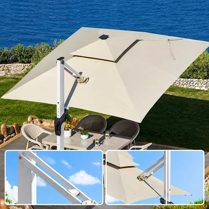 Mojia Outdoor Garden Parasol with Station Platform Leisure Sun Umbrella for Patio Yard Shade Protection Durable Hanging