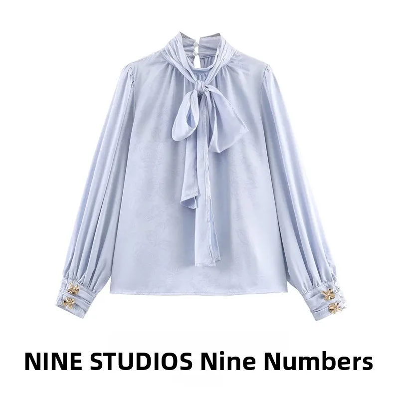 NINE ZAR Top largo de satén de seda para mujer, sensación irt con nudo, corte holgado, Material de terciopelo, agradable para la piel, transpirable