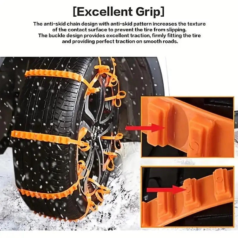 Universal 10/12pcs Snow Car Tire Chains Reusable Anti-skid Mud Cable For Vehicles Truck SUV Tire Emergency Driving Anti-slip