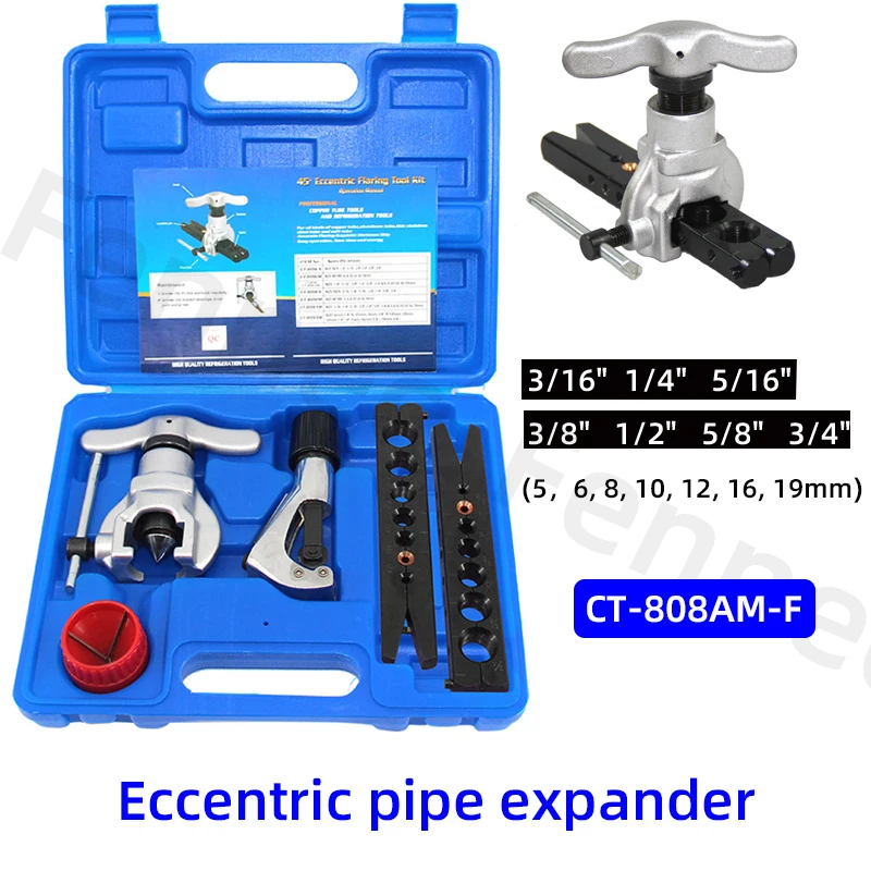 

Air Conditioner Cutter Copper Pipe Reamer Eccentric Expander Tube Flaring Tool CT-808AM-F Metric/Inch Refrigeration Repair Tool