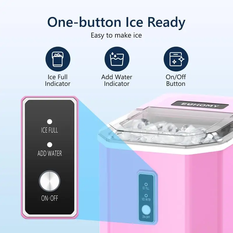 Máquina de hielo para encimera Simzlife, 26 libras en 24 horas, 9 cubitos de hielo en forma de bala en 6 minutos, autolimpieza