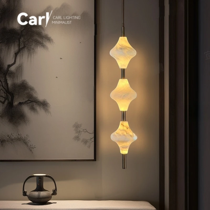 

Nordic Modern Simple and Luxurious Home Gourd Pendant Light Study Bedroom Living Room Decoration Bedside Marble Pendant Light