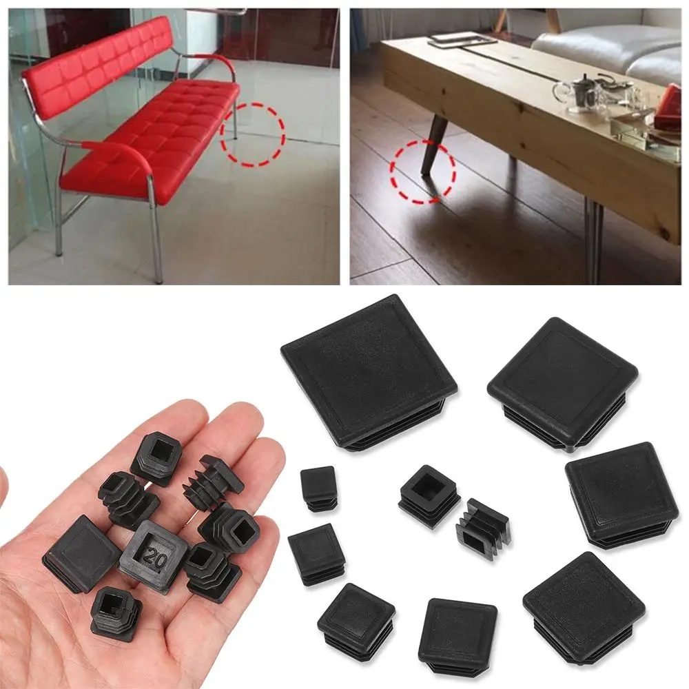 10Pcs/Pack Plastic Square Blanking End Caps Wear-resistant Furniture Feet Anti-slip Pad Chair Leg Caps Floor Caps Protection