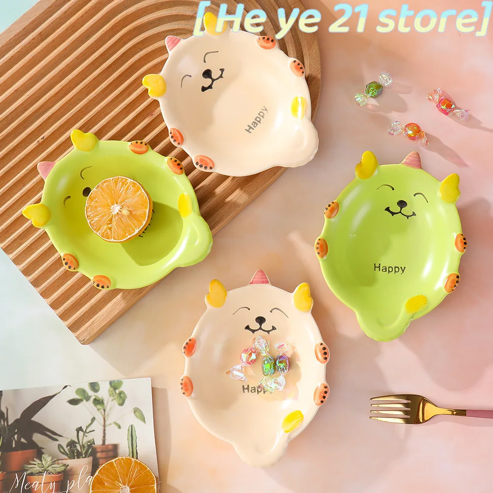 Lindo de dibujos animados · Menglong plato de sabor de cerámica plato de condimentos lindo creativo plato de aperitivos de vinagre de salsa de soja para el hogar