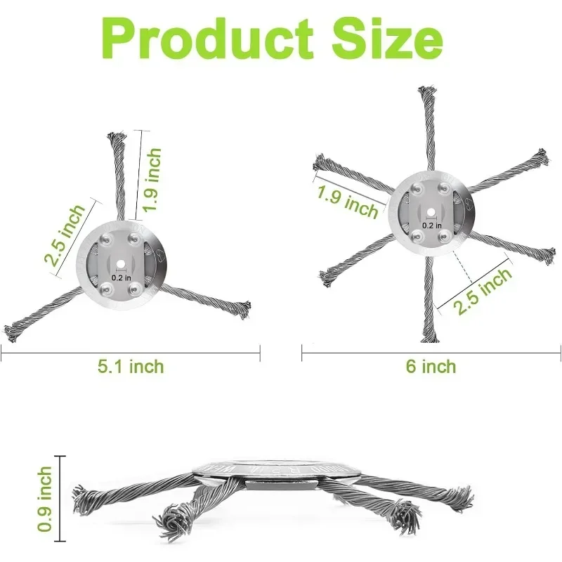 Wire Brush Cutter Trimming Head 6 Inch 3/6 Blade Lawn Mower Trimming Replacement Head for Cordless Trimmer Rotary Weeder Head