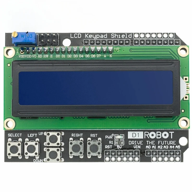 Imagem -02 - Escudo do Teclado Lcd para Arduino Tela Azul Módulo 1602 Lcd1602 Pcs