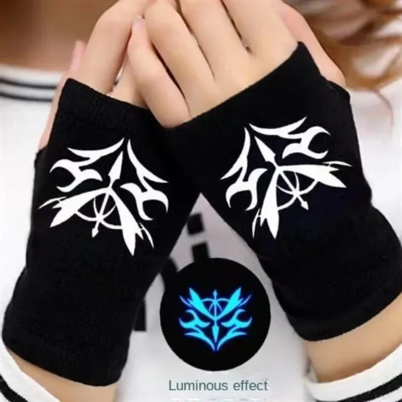 Luminous Popular Half Finger Gloves Warms Fingerless Gloves Hand Warmer Winter Knitting Faux Wrist Hot Sale  Cosplay Gloves