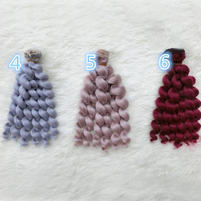 High Quality Thick 20cm Brunette Blonde Coffee Brown Natural Color Deep Curly Doll Wigs Hair for 1/3 1/4 1/6 BJD Doll Diy Hair