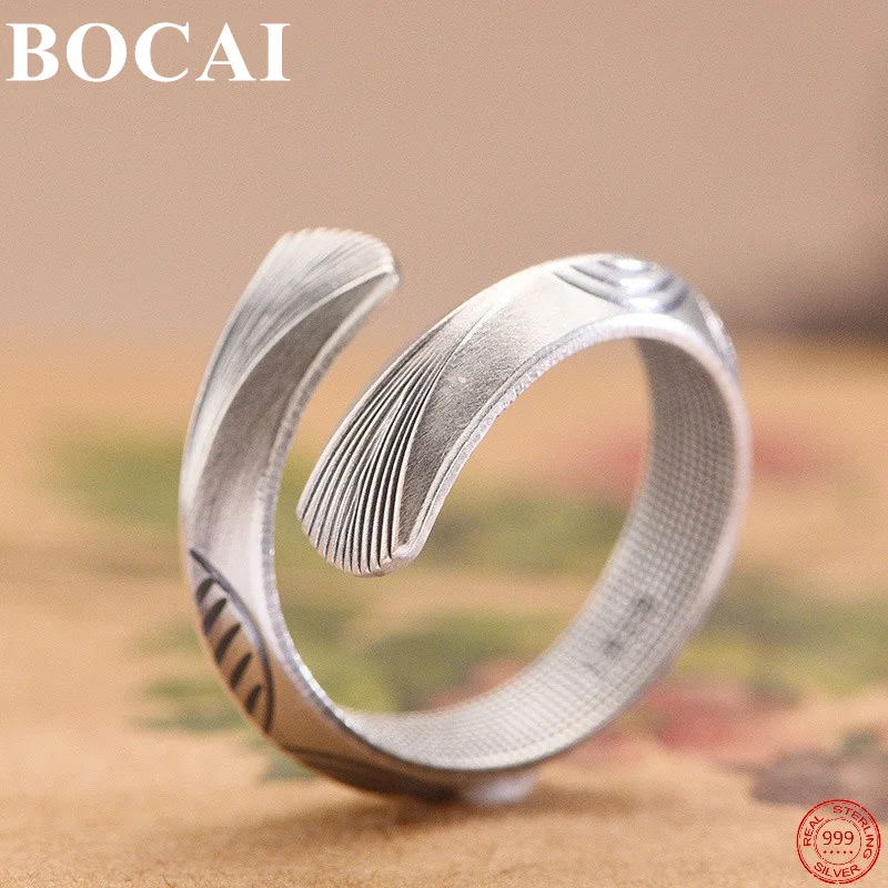 

Модные кольца BOCAI 2022 из стерлингового серебра S999, новые модные регулируемые серебристые ретро-кольца, драгоценности
