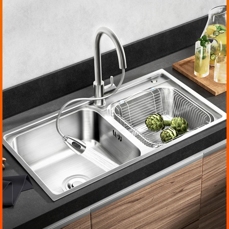 Double Slot Kitchen Vegetable Basin Household Vegetable Washing Sink Thickened Pool Scullery Package