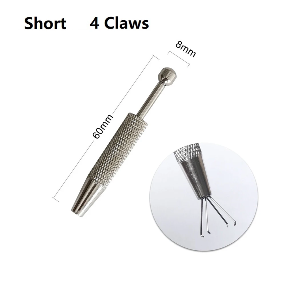 Stainless Steel Jewelry Pickup Tool with 4 Prong Tweezers and Catcher Easy Bead and Small Stone Grabber (Silver)