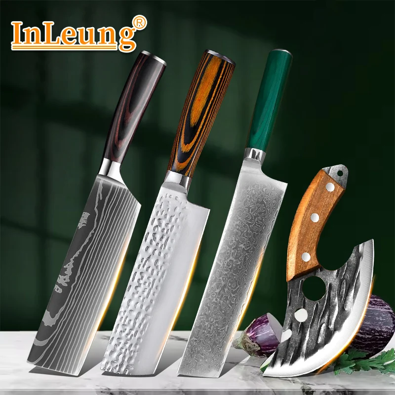 Professional Japanese Damascus Laser Kitchen Chef Knives Meat Cleaver Cuting Slicing Knife Fruit Paring Knife Chef Cooking Knife