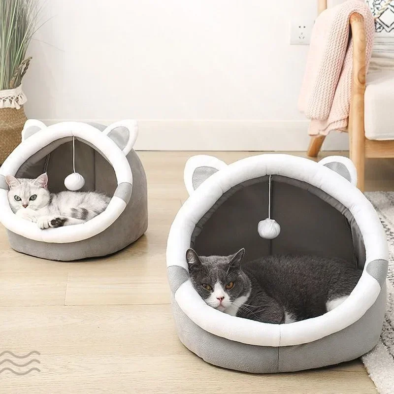 Pet House Cat Bed Cat Basket Winter Warm Beds Cat Pet Tent Cave Bed for Cats Small Dogs Foldable Removable Washable Kitten House