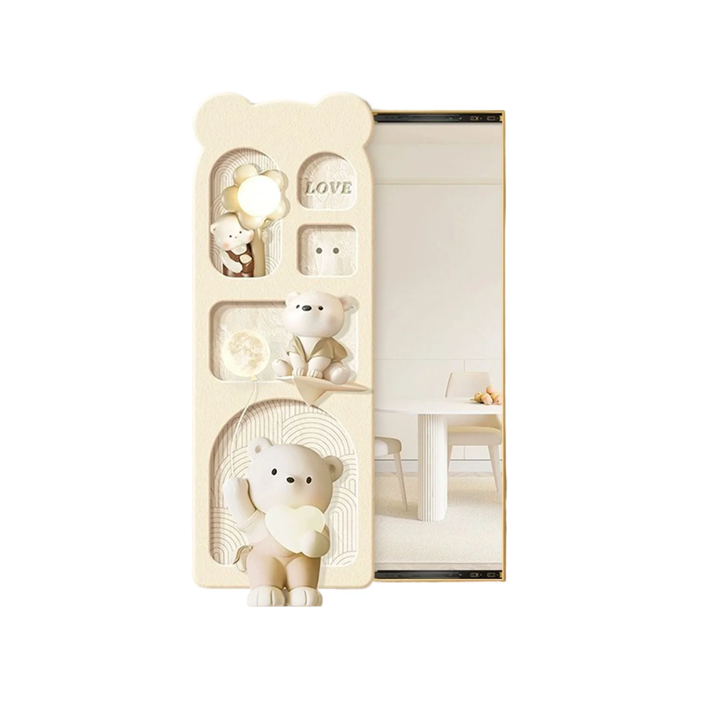 

Cream wind push-pull mirror mural hidden porch hanging painting full-length mirror can block dressing mirror