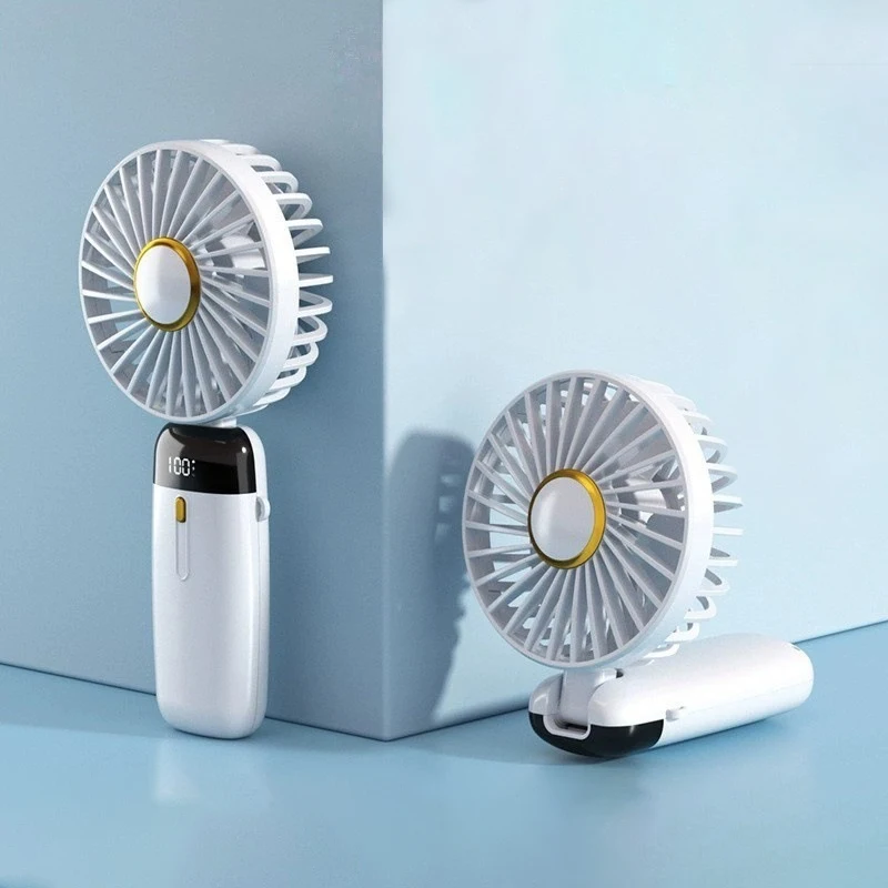 مروحة USB صغيرة محمولة قابلة للطي ومراوح معلقة على الرقبة 5 سرعات USB قابلة لإعادة الشحن