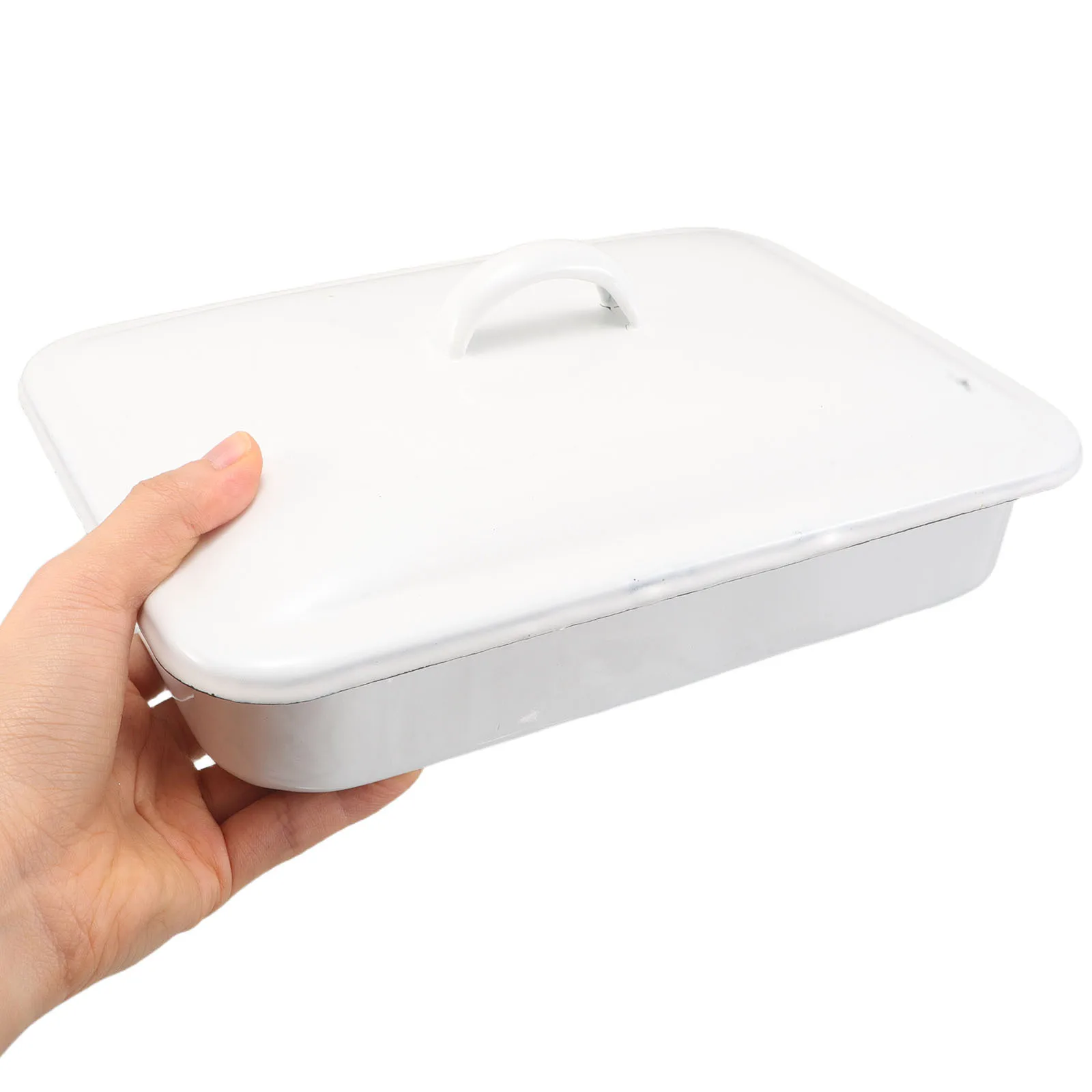 

Прямоугольная эмалированная сковорода с антипригарной крышкой, мясные овощи, птицы, безопасный противень для выпечки на гриле, универсальная крытая сковорода для жарки