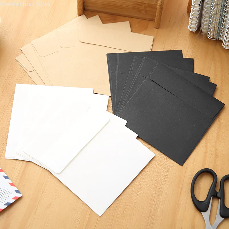 Mini sobres cuadrados de papel Kraft en blanco para tarjeta de membresía, almacenamiento de tarjetas de felicitación pequeñas, Color caramelo,