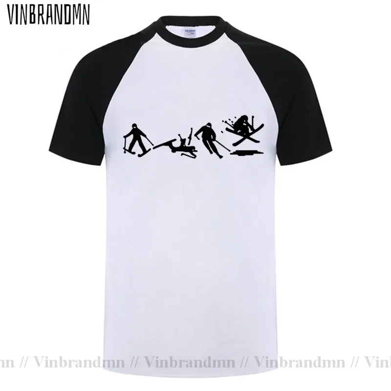 Evolution Ski Funny Printed T Shirts Men Summer Short Sleeve T-shirt Cotton Skiing Gift For Boyfriend Husband Tops Tee