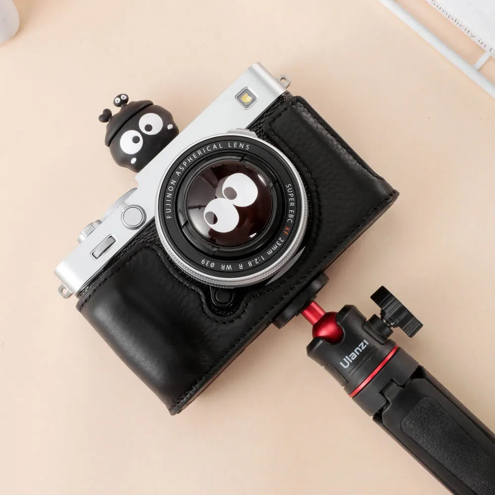 Kameratasche aus echtem Leder, halber Körper, Rindsleder, für FujiFilm XE5