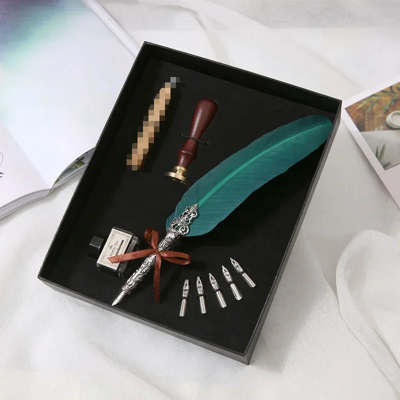 A Feather Dip Pen British Calligraphy Manga Retro Gift Authentic Set