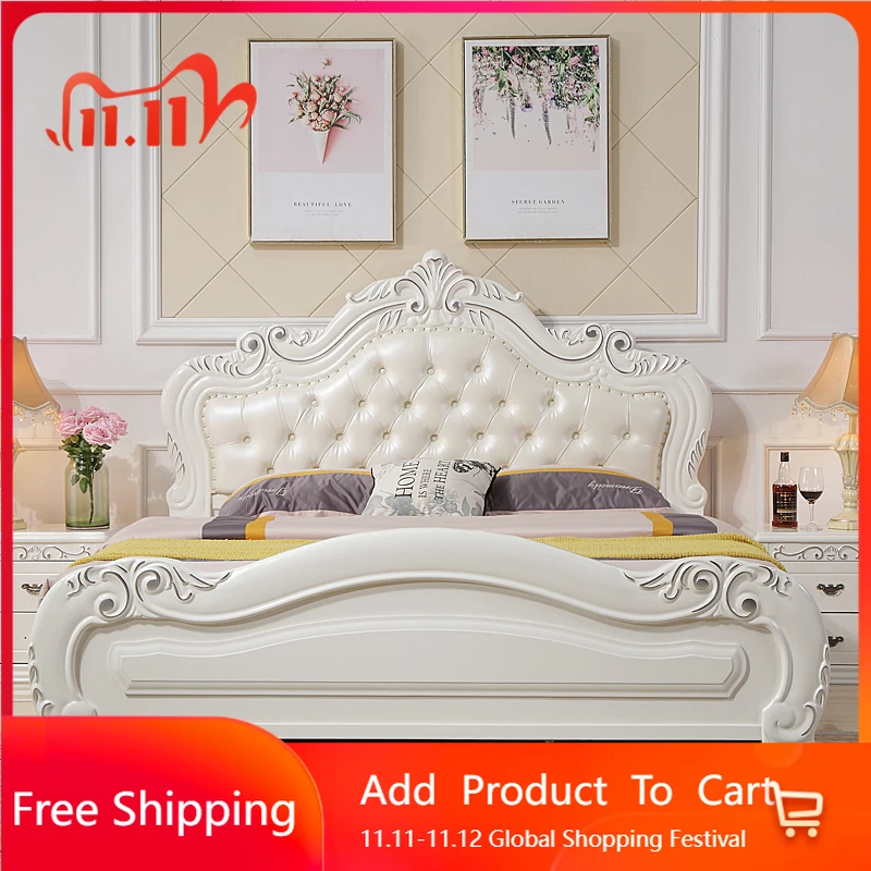 

Nordic Wedding Design Bed Frame Modern High End Quality Create Minimalist Bed Master Bedroom White Hotel Muebles Beds Furniture