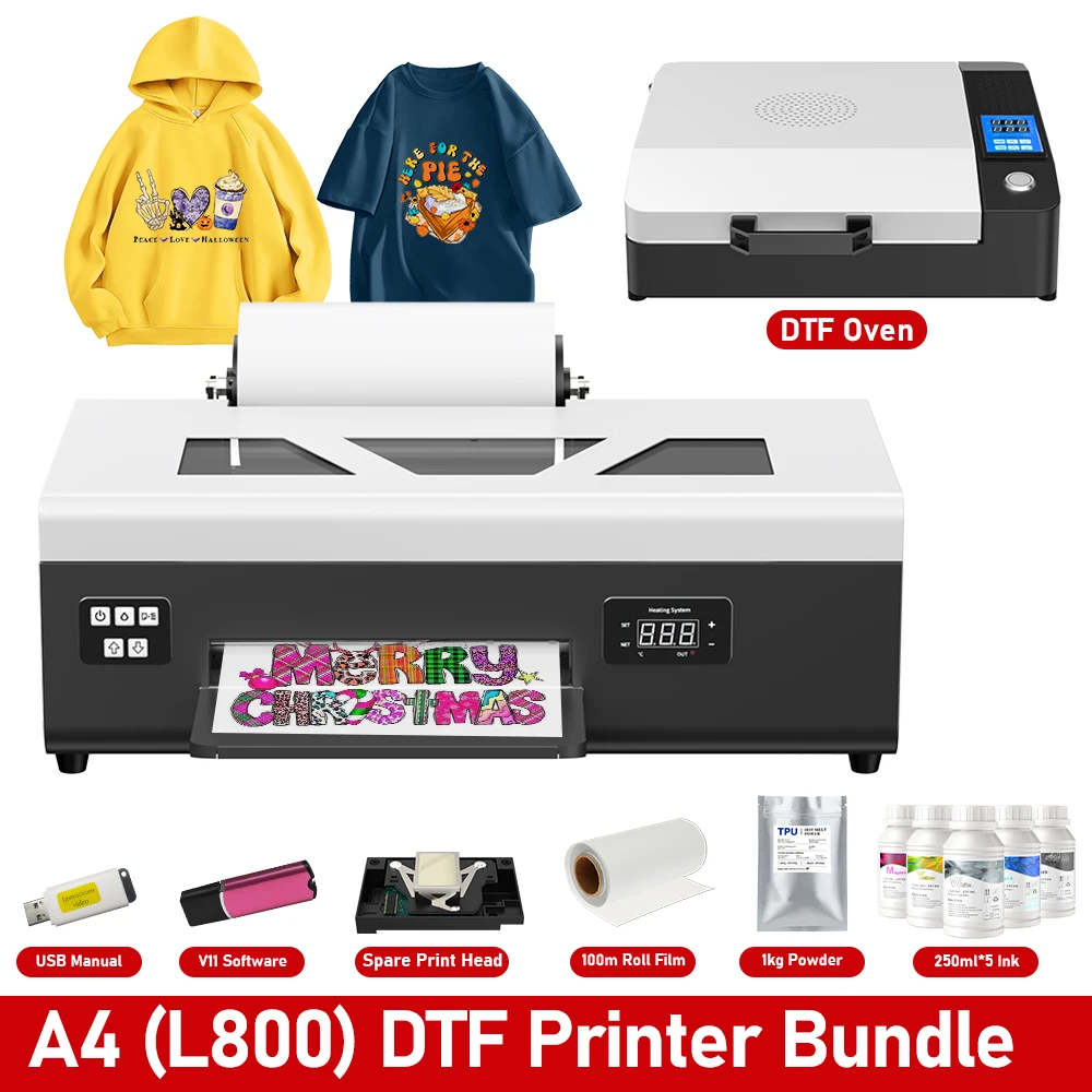 A4 DTF Printer with Roll Feed Direct to Film DTF Printer 8.2inch Heat Transfer Print A4 DTF Printing Machine for Clothes Tshirt