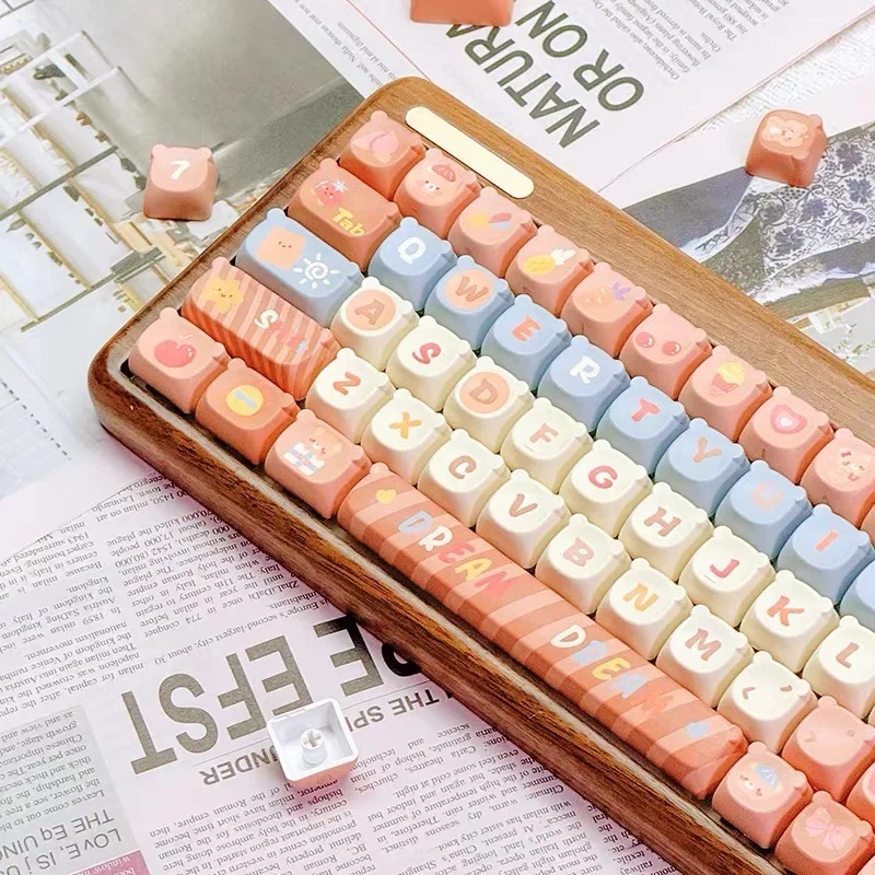 

Bear Keycaps Set Keys Customized Gift Cute keycaps Square Thermal Sublimation Mechanical Keyboard Cap 2.25 U 2.75U for Alice