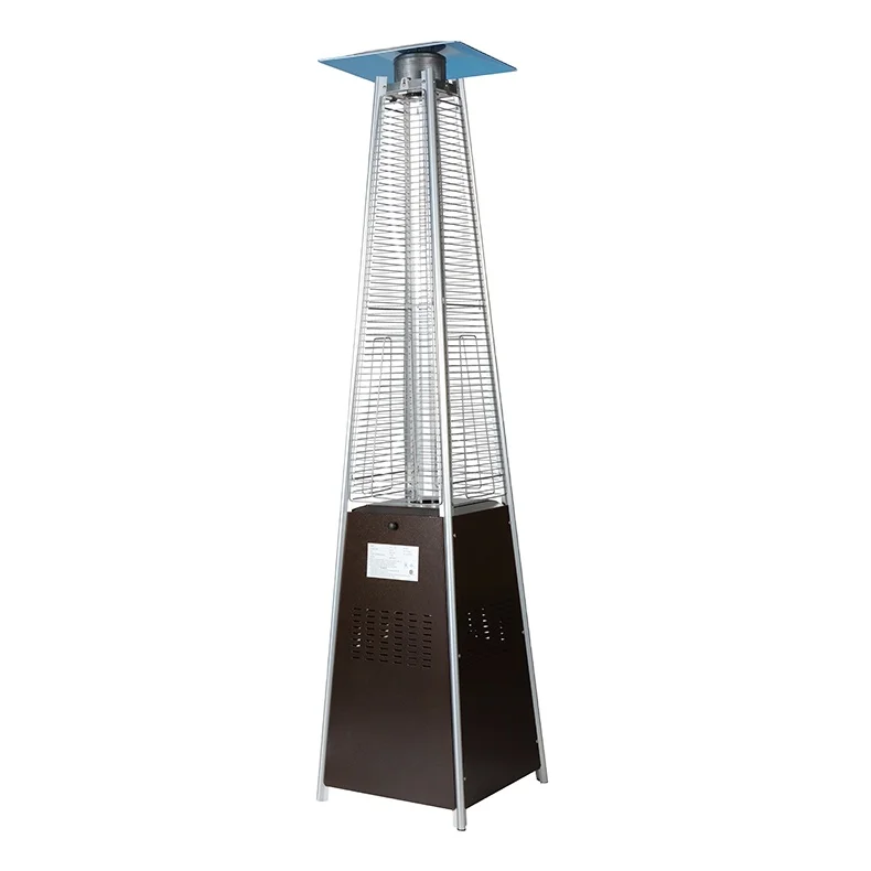 Modern Outdoor Iron Gas Heater LPG Pyramid Glass Tube Stainless Steel Patio Heater 1000W  Stocked For Outdoor Use