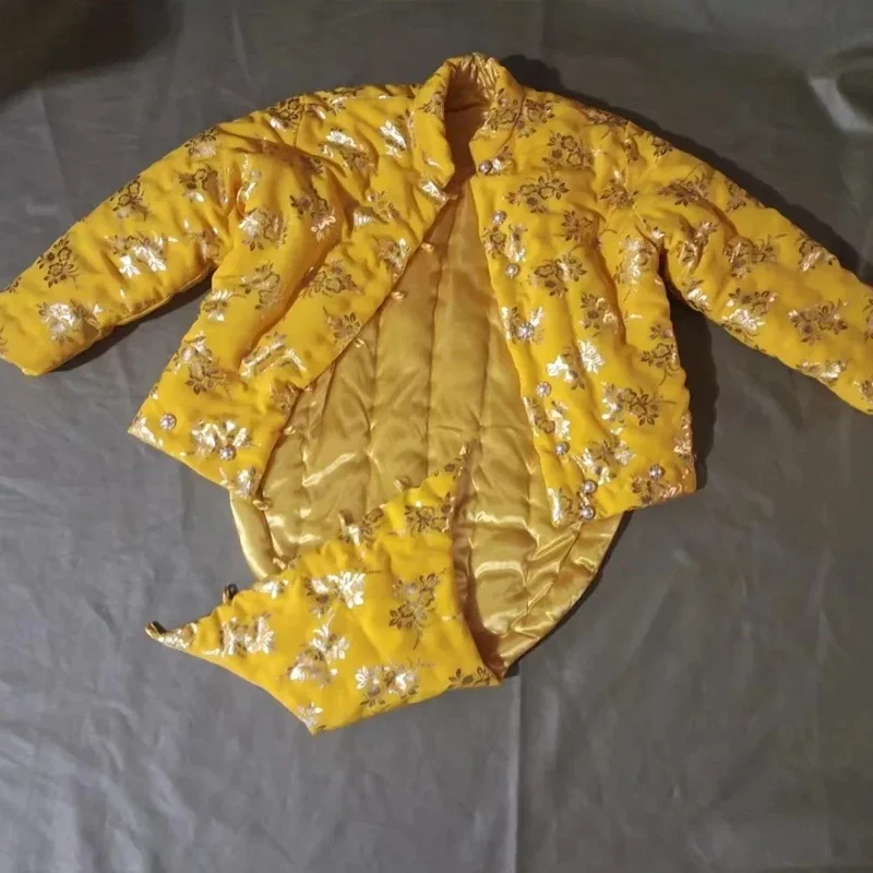 Man's Handmade Floral Long sleeve Jumpsuit Women Filled Cotton Vest Bodysuit Thick Puffy Warm ABDL Adult Onesie Party Clothes