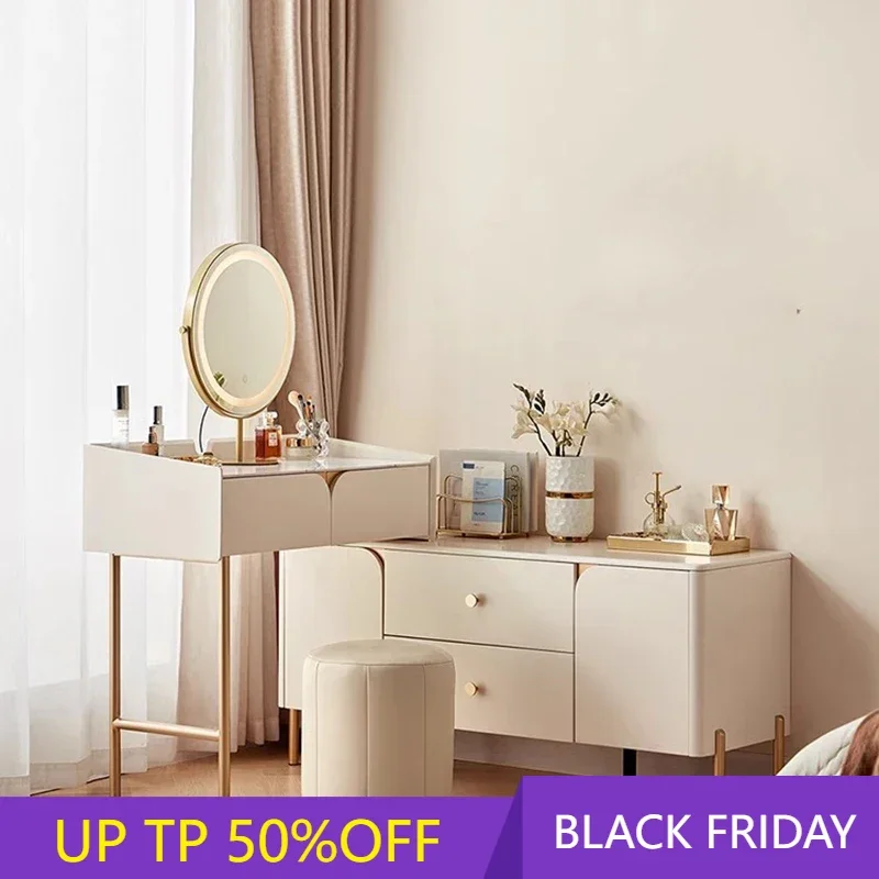 

Modern Make Up Table Vanity Desk Set Mirror Mobile Light White Chair Corner Dresser Coiffeuse De Chambre Bedroom Furnitures