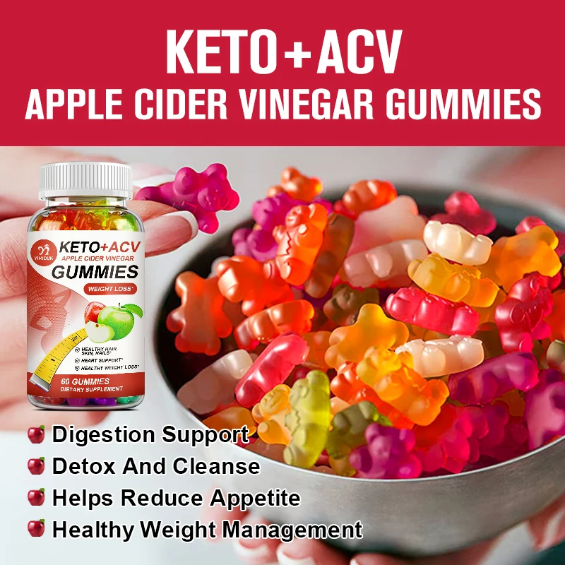 Keto Apple Cider Vinegar Gummies for Weight Loss and Burn Fat Slimming Sheath Woman Flat Belly Powerful Abdominal Fat Burning