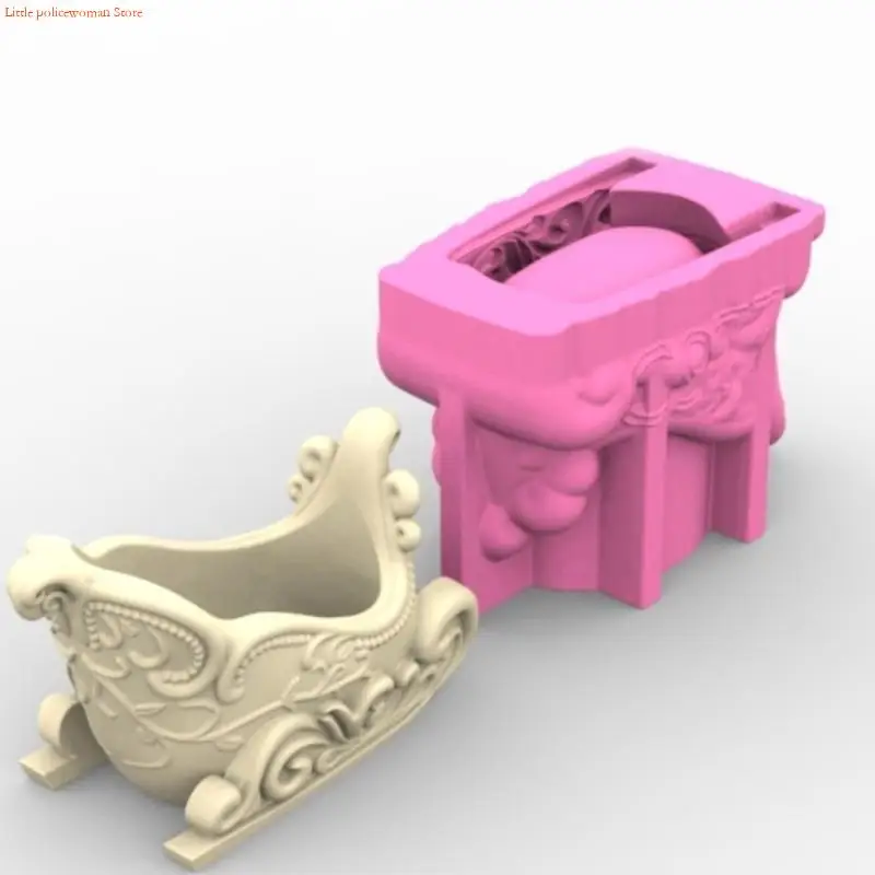 F92D سيليكون أواني الزهور قالب عيد الميلاد مزلقة شكل زارع نباتات قالب زهرية قوالب مناسبة للمشاريع الحرفية اليدوية #4