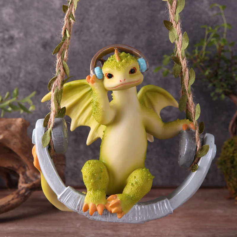 

Creative Resin Simulation Listening Song Dinosaur Pendant Home Outdoor Courtyard Micro Landscape Crafts Miniature Garden Decor