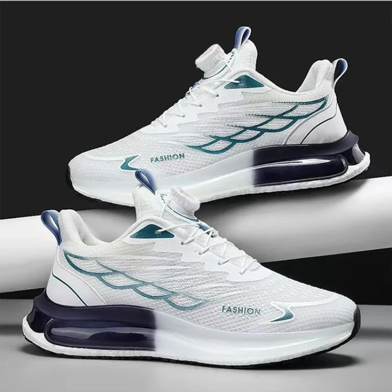 2026 Men's Breathable Mesh Running Shoes Shock Absorption Casual Streetwear Trendy Footwear Comfort Rotating Button Men Sneakers