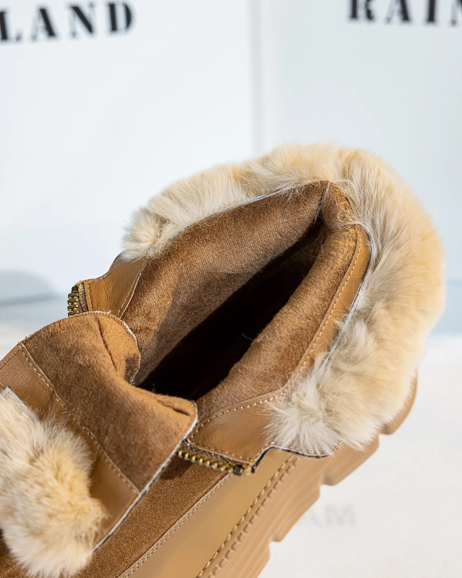 Fujin 6 سنتيمتر 2 بوصة منصة كعب النساء الثلوج الأحذية جلد الغزال حذاء من الجلد الجوارب مقاوم للماء مريحة الشتاء الدافئ الجوارب