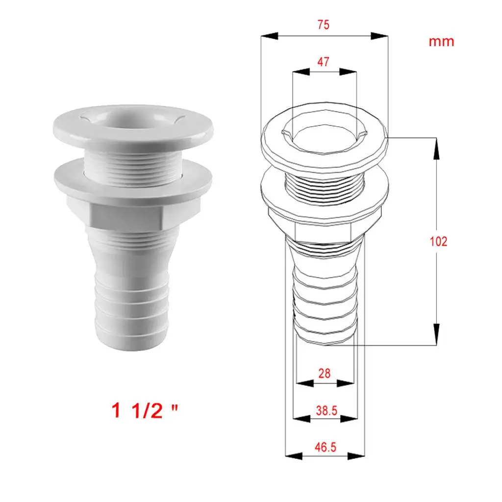 

Marine Thru Hull Hose Fitting Boat Plumbing Parts for Sport Outdoors Drain Plug Connector