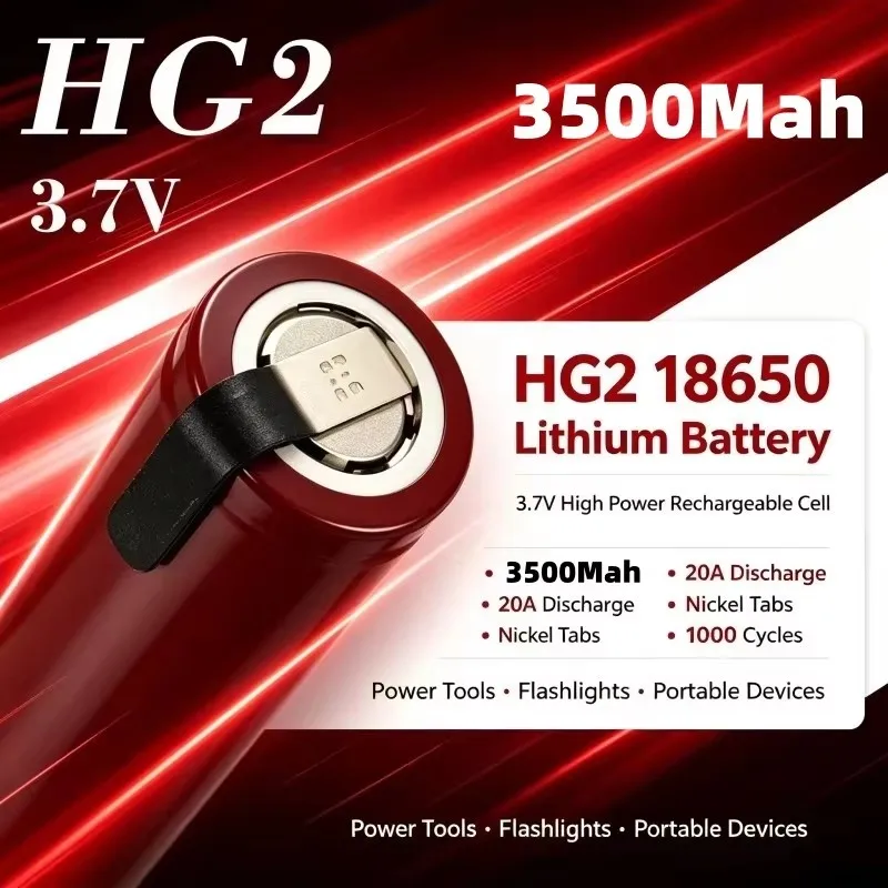 Image of 2026 Neue HG2 18650 3500 mAh Wiederaufladbare Batterien mit Hoher Entladungsleistung, 30A Hochstrom-Akku für Elektrowerkzeuge und Schraubendreher