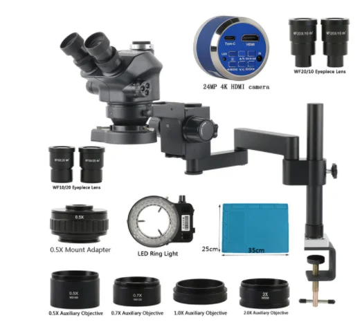 

Складной удлинитель с зажимом с 3,5x-200X зумом, стерео тринокулярный микроскоп 1080P 48 МП, 4K, 2K, фотокамера USB TF, набор