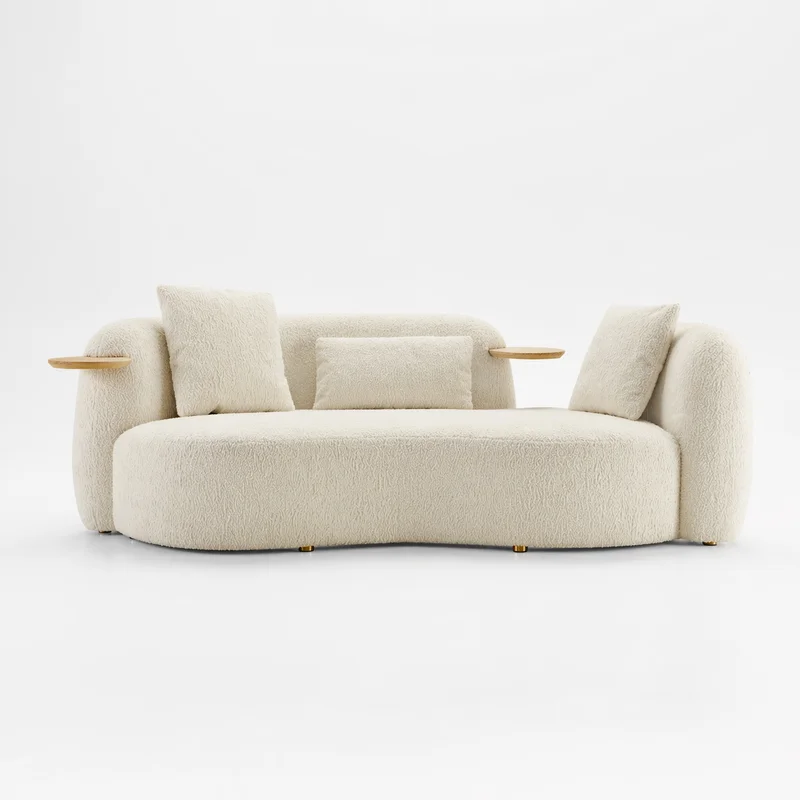 -pp Luxury Modern Sofa Upholstered Couch Solid Pine Wood Frame High Resilience Foam Carbon Steel Legs