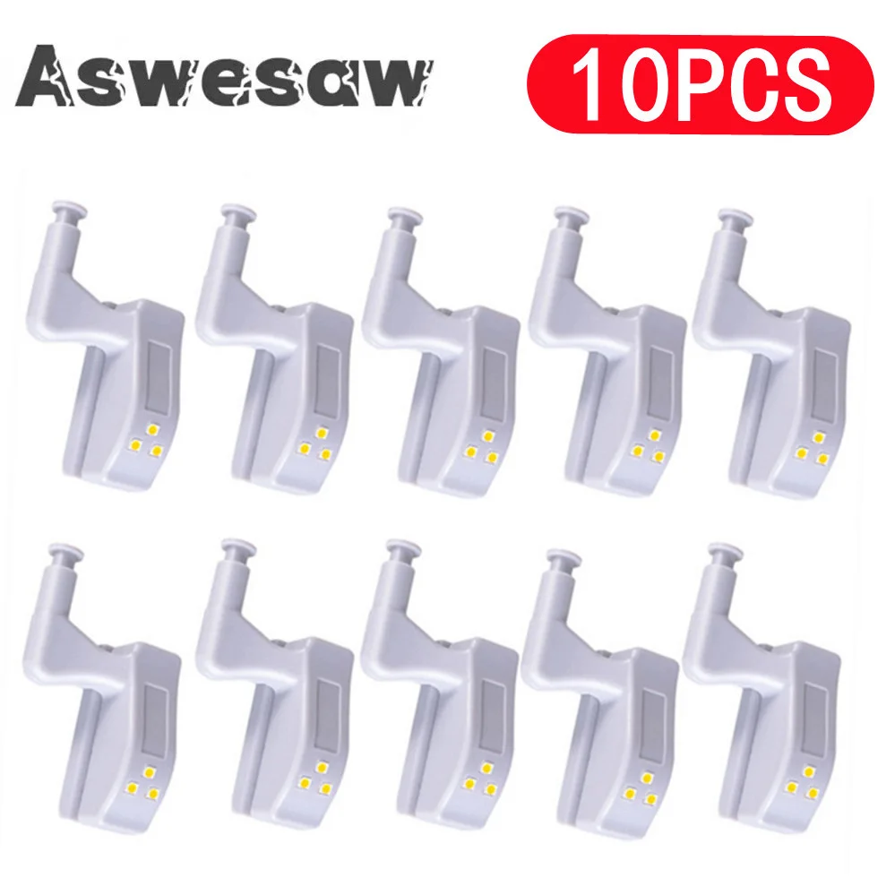 10pcs Universal LED Inner Hinge Lamp Cabinet Induction Lights Wardrobe Cupboard Sensor Lights Bedroom Kitchen Closet Night Lamp