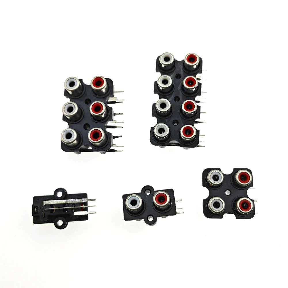 

100Pcs 2/4/6/8 hole RCA Female Stereo Audio Jack AV Audio input Socket Connector Lotus Row Amplifier Interface Signal Connection