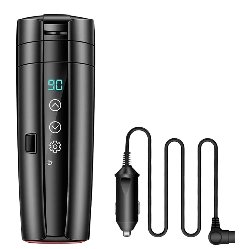 

12 В 24 В автомобильная чашка с подогревом 400 мл умный дисплей температуры термос чашка термос из нержавеющей стали портативный электрический чайник кофейные чашки