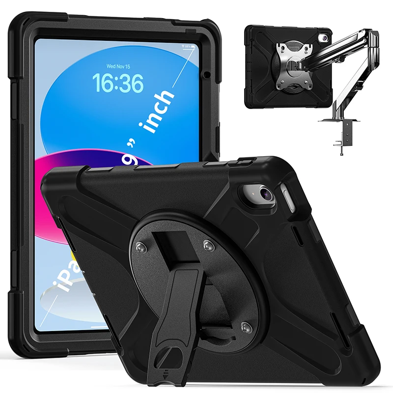Case For iPad 10th Generation 2022 10.9 inch A2777 Tablet Case Stand Holder 360 Rotation Disk with 4 Screw Hole Protective Cover